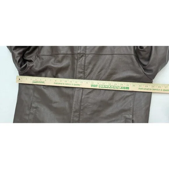 Men's Reversible Leather Jacket Coat Brown Wool Alberto Zimni Size XL